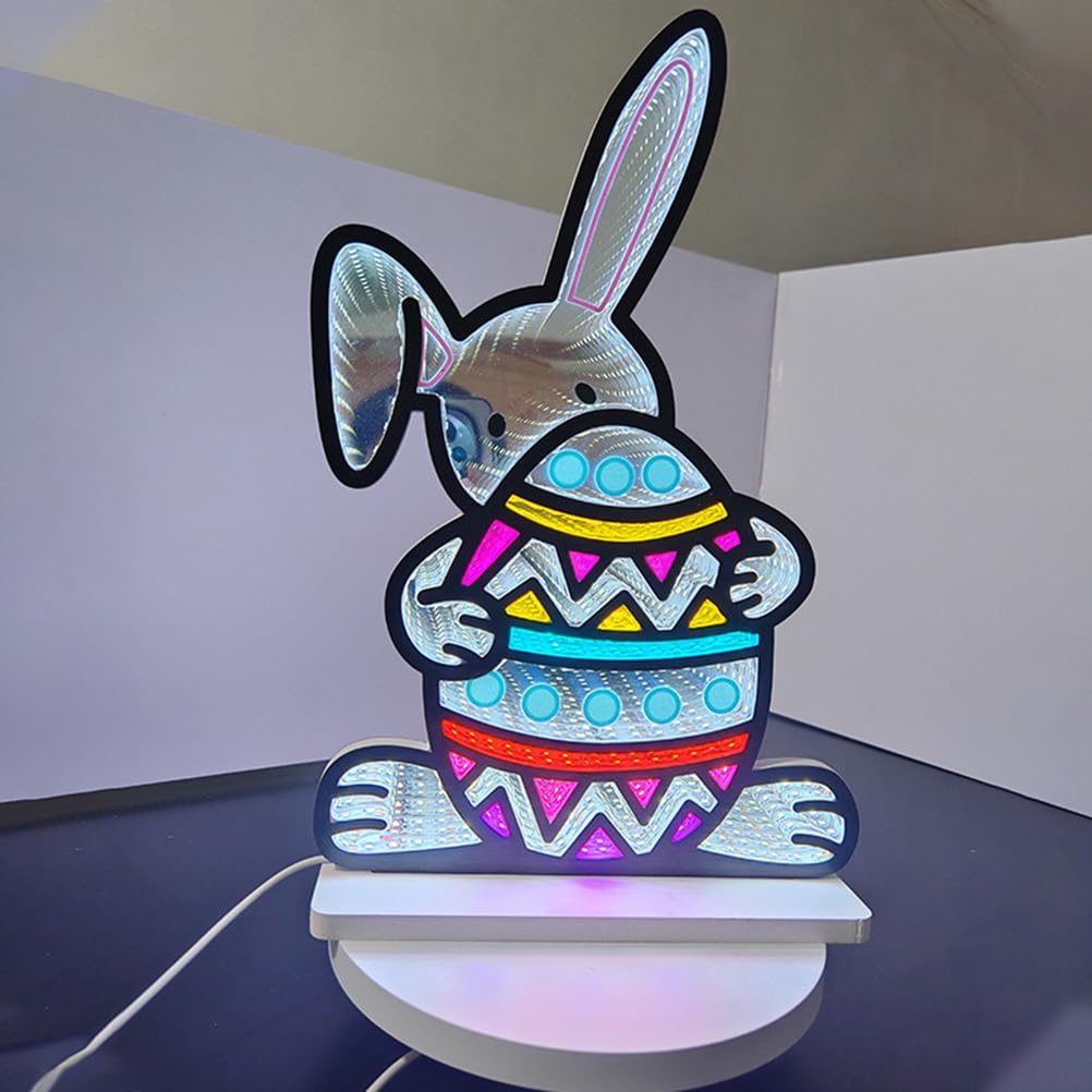 Wielkanocny królik Lampka LED Night Light dla dzieci i dorosłych z kablem USB Rabbit Easter Tunnel Mirror Signs Dekoracje z królikami Pokój dziecięcy dla dziewczynek Prezenty dla kobiet
