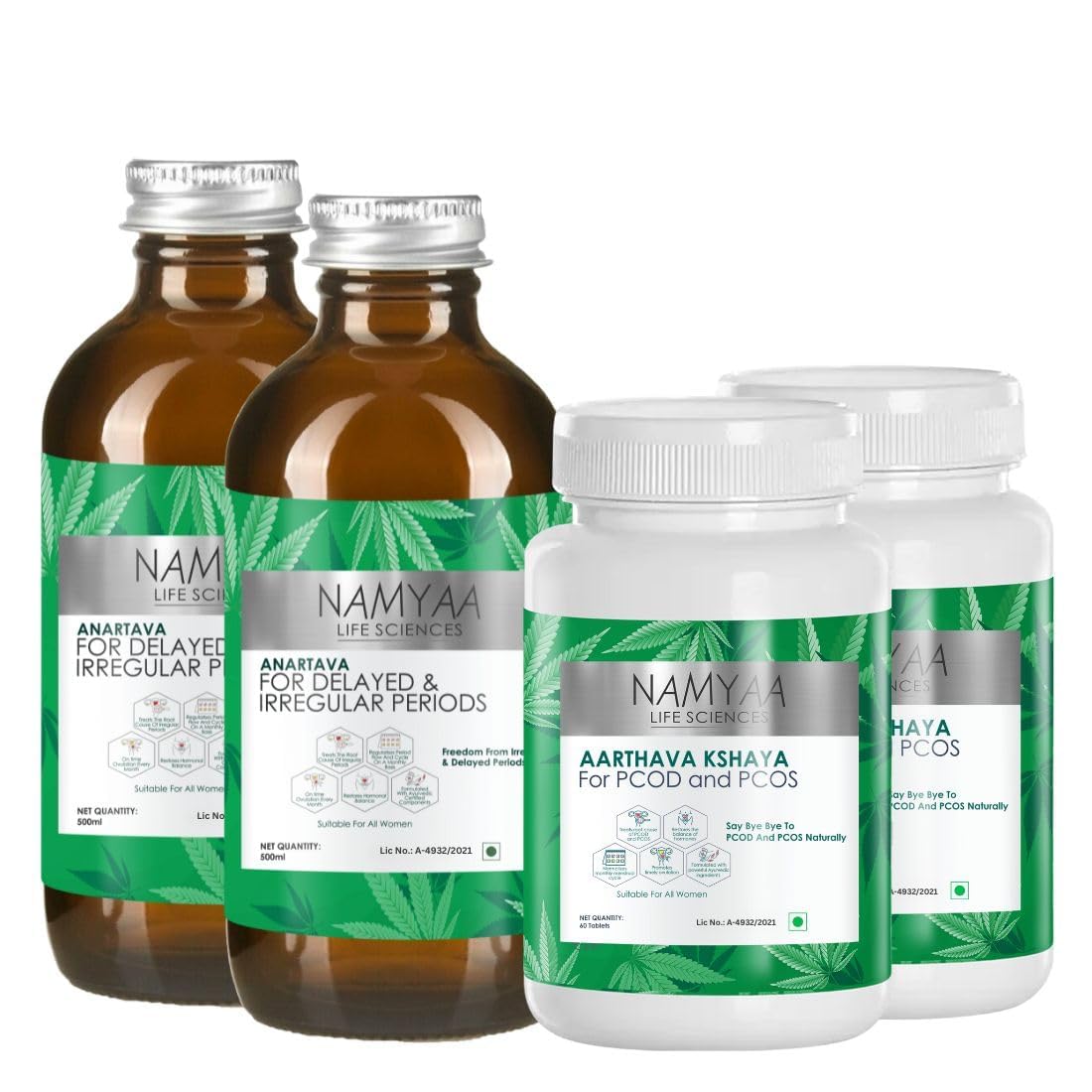 Namyaa Ayurvedic Medicine for PCOD, PCOS | Helps in PCOD & Balances Hormones,Women Syrup 500ml X 2 and 60 Tablets X 2 |Pack of 4| One Month Pack-picture-20