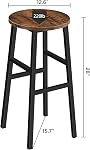 MAHANCRIS 71 cm Bar Stools, Set of 2 Round Bar Chairs with Footrest, Tall Counter Bar Stools, Kitchen Breakfast Bar Stools, Easy Assembly, for Dining Room, Kitchen, Rustic Brown BAHR02701