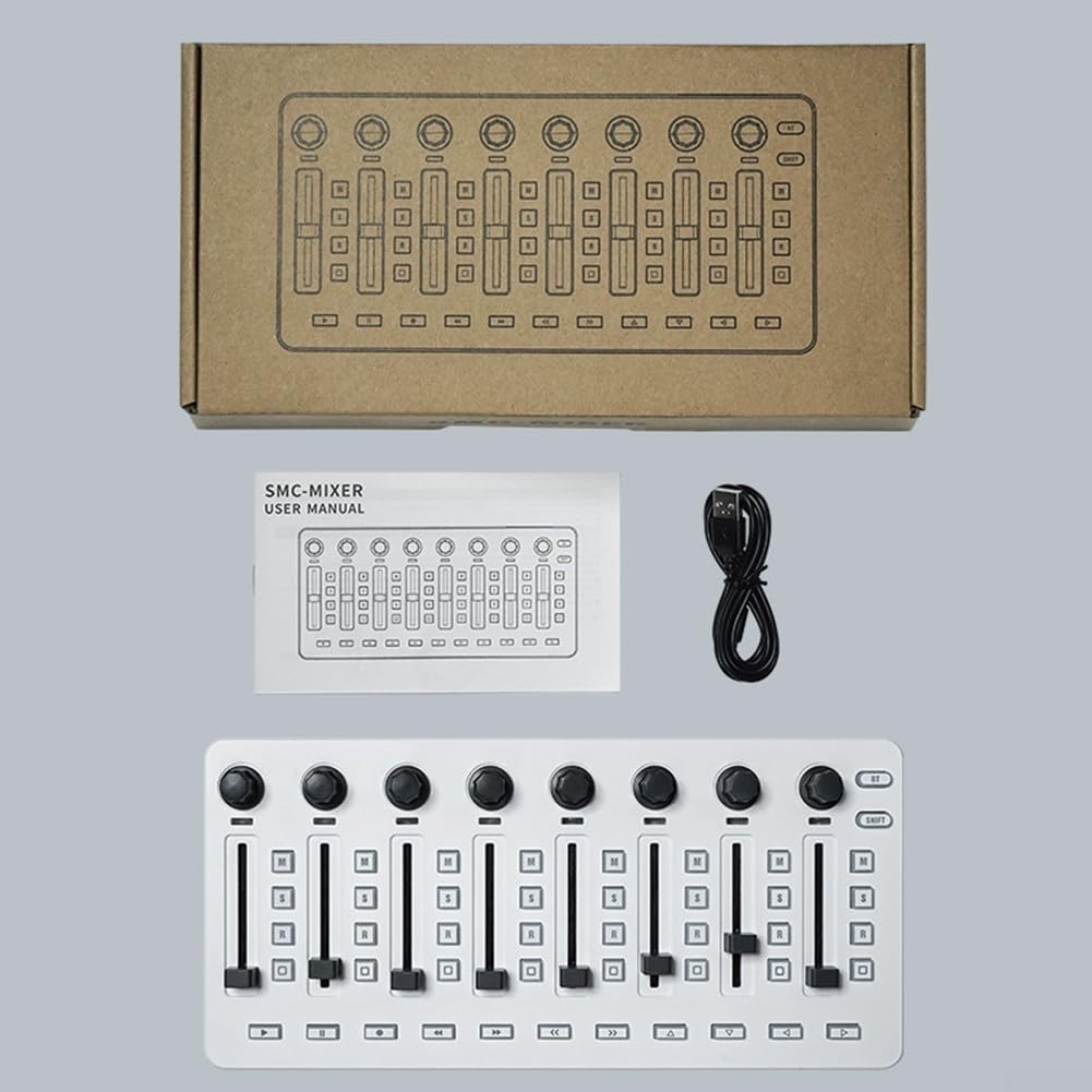 Controlador mezclador MIDI inalámbrico, conexión BT, diseño portátil, alimentado por USB y batería, amplia compatibilidad de 10.1 x 4.7 x 0.9 pulgadas