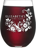 Personalized Monogrammed Stemless Wine Glass 15oz - Custom Engraved Tumbler Made in USA, Ideal Bridesmaid Wedding Birthday Gift for Women