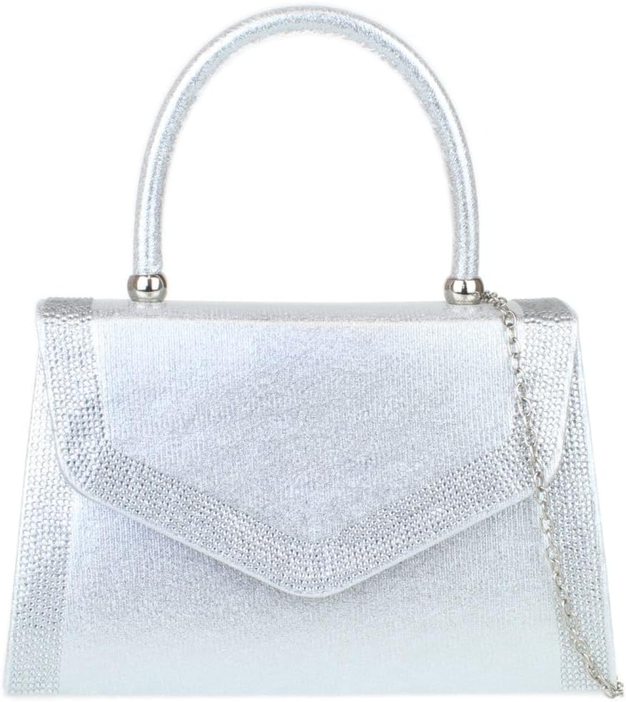 Girly HandBags Womens Satin Sparkly Clutch Bag