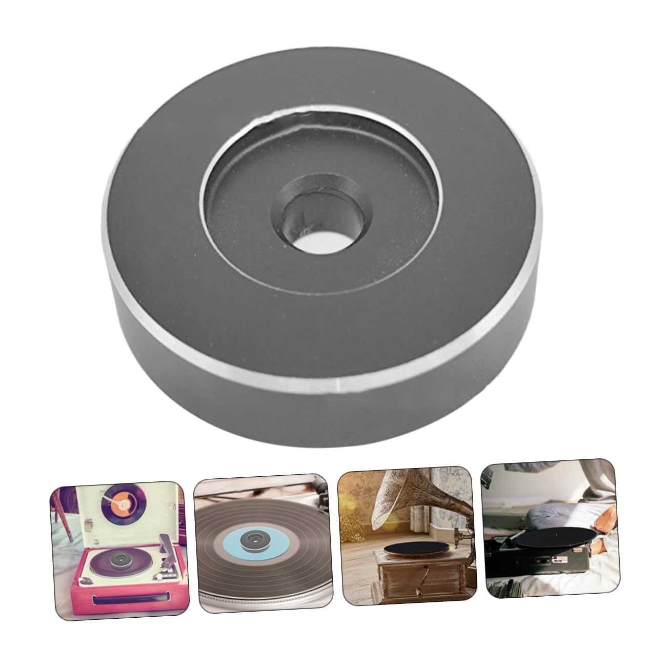 BESTonZON Metallo Nero 5 Pezzi 45 Cupola Del Giradischi in Vinile Adattatore Per Giradischi Disco in Vinile Da 7 Pollici Adattatore Per Da 7 Pollici Buco Alluminio Metallo