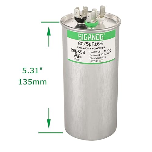 Miniatura 3 de SIGANDG 80+5 MFD 805 uF 370 o 440 voltios CBB65B Condensador para funcionamiento del motor de CA, condensador recto frío, bomba de calor, aire