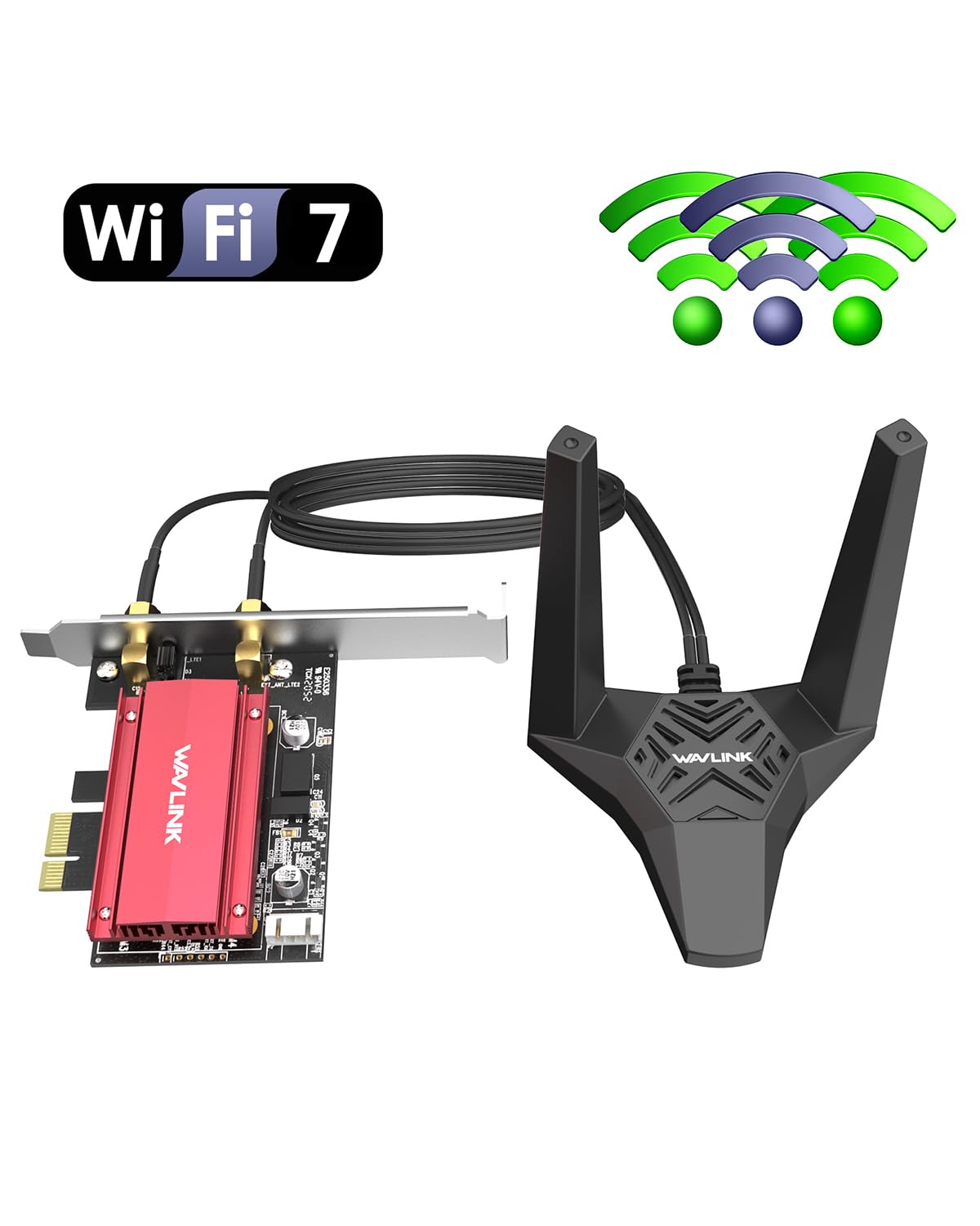 WAVLINK Carte WiFi 7 pour PC avec Rallonge d'antenne,Bluetooth 5.4,BE6500