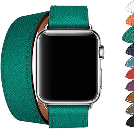 WAfeel - Cinturino di Ricambio per Apple Watch Serie 3, 38 mm 42 mm, Doppio  Giro in Vera Pelle, con Chiusura in Metallo Regolabile, per Apple Watch  Series 3 Series 2 Series