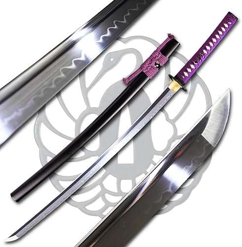 ShadowDancer Espada Katana hecha a mano de espiga completa, auténtica hoja de acero T101095 con hamón real, no temperamento de arcilla L6 y borde