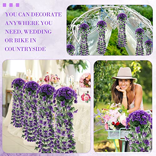 4 Pack Violet Hanging Flowers Artificial Decor 5 Petal Silk Violet Simulation Hanging Plant Faux Hanging Royal Violets Hanging Artificial Orchid For Home Garden Wedding Indoor Outdoor Decor (Purple) #TOP1