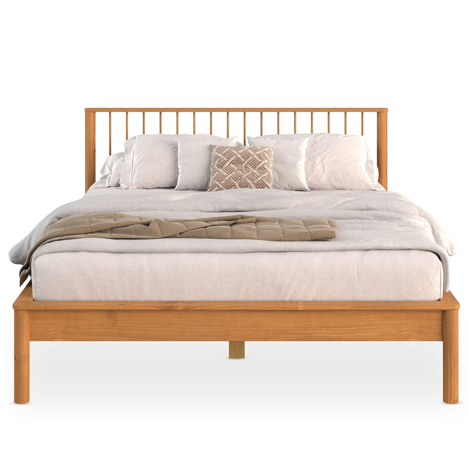 IDIMEX Lit 140 x 190 avec sommier APOANA en Bois Massif Coloris chêne, Cadre Robuste avec tête de lit à barreaux, lit Adulte Double pour Chambre Confortable et Moderne, Structure Stable