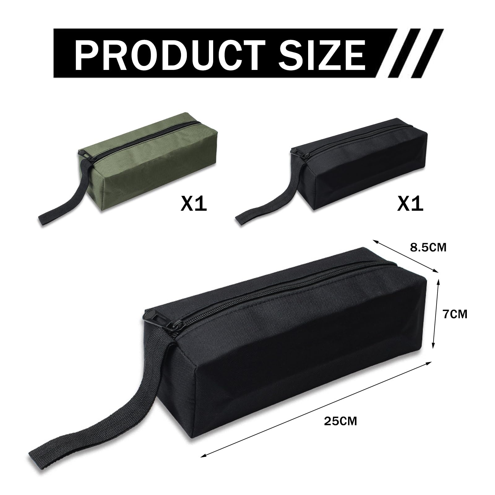 Set di 2 Borsa Porta Attrezzi, Piccola e Portatile, in Poliestere 600D, Multifunzionale con Cerniera per Giardinaggio, Lavoro Esterno e Riporre Oggetti d'Arte