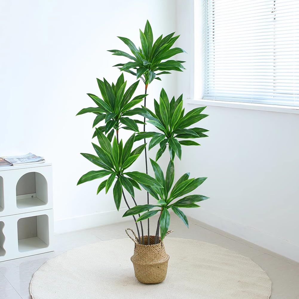 SWENEEN Indoor High-Simulation Artificial Dragon Blood Tree,150/180Cm High,With Flower Pot,Large Imitation Floor Plant,Indoor Potted Imitation Tree,For Home Decoration,D High 150,D High 150cm