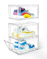 Vista 8 de KDOR Cajas de zapatos apilables de plástico transparente, paquete de 10 cajas de almacenamiento para tenis con puerta magnética, vitrina acrílica