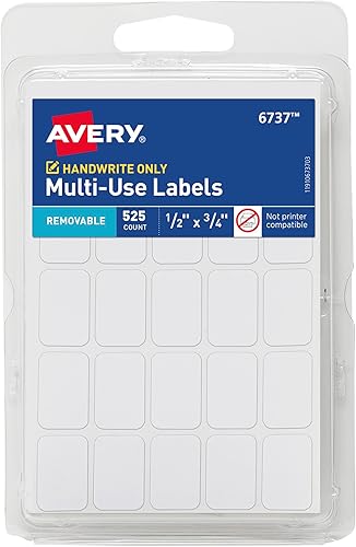 Removable Labels Rectangular 05 x 075 Inches White Pack of 525
