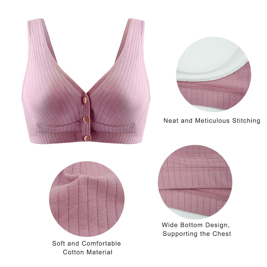 ATOX Nursing Bras for Breastfeeding Cotton Wireless Maternity Bra Seamless Support Front Snap Padded Bralettes Purple - Image 4 thumbnail