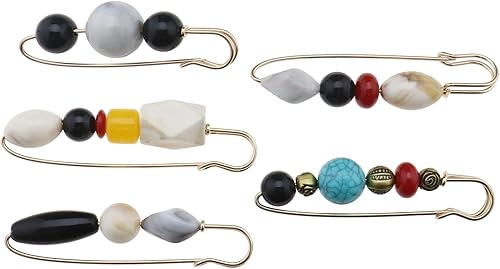 ECSiNG 5 broches de cuentas vintage grandes de seguridad para suéter, camisas, falda, vestido, sombrero, bufanda, bolsa, accesorio de disfraz para