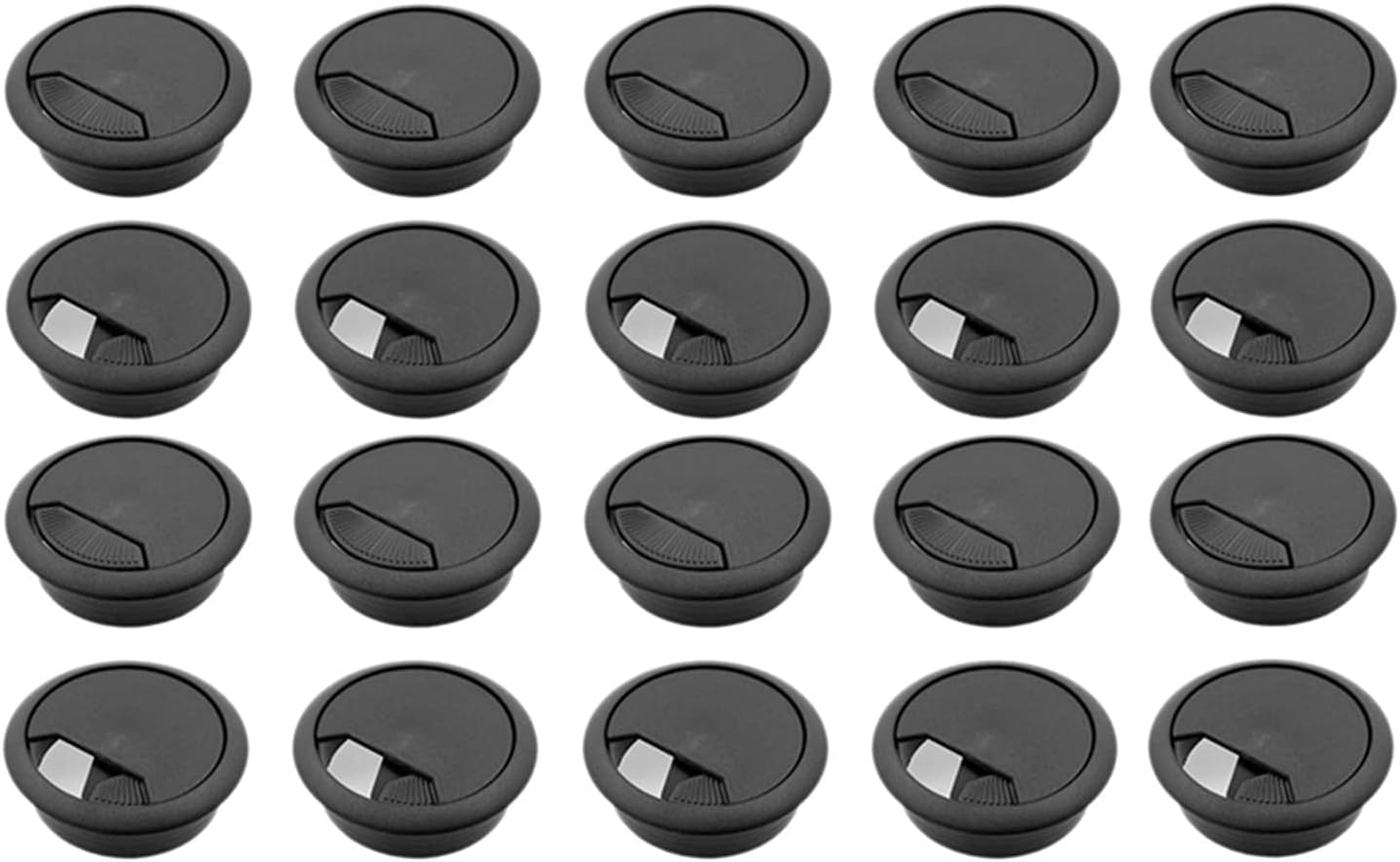 Passacavo per scrivania, 20 Pezzi 2 Pollici scrivania Filo passacavo Cavo Foro di Copertura for Ufficio PC scrivania Cavo organizzatore Cavo Copertura in plastica(Black)