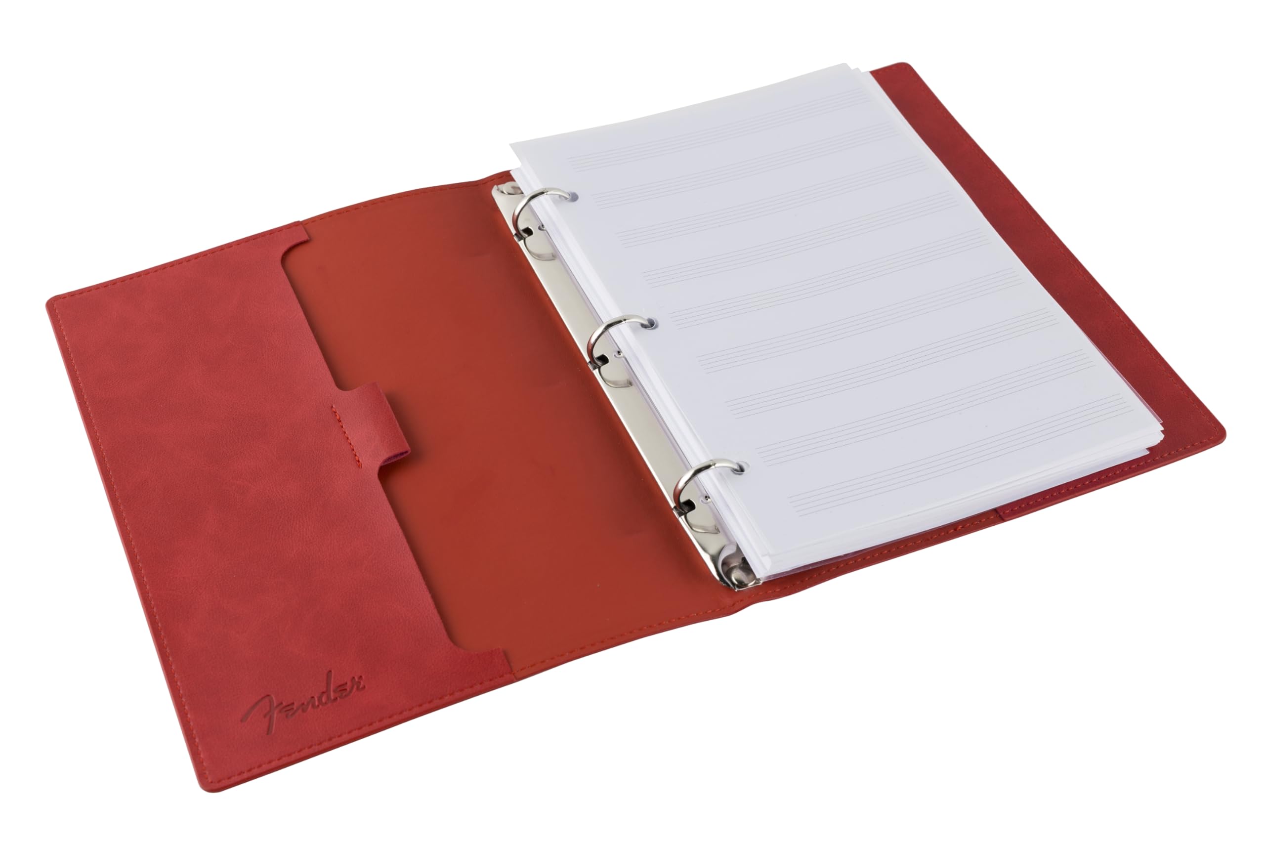 Fender Cuaderno de notas musicales de cuero vegano, rojo Dakota