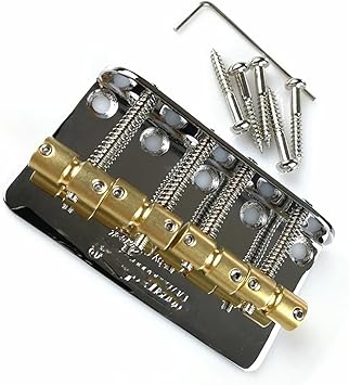 For 4 String Electric Bass Bridge with Brass Saddle Chrome Silver Professional Guitar Bridge