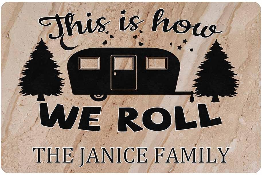 Custom Name Camping Rugs This Is How We Roll RV Mats Outdoor Non-Slip Colorful Outdoor Camping Mat Custom Door Mat 24x16 30x18 Inche Camper Mat For Home Kitchen Livingroom Easy Clean Made In USA
