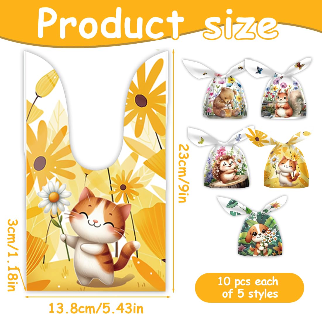 Tangger 50 PCS Sacchetti Compleanno sacchetti caramelle animali borsa di r