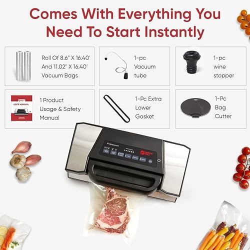 Miniatura 7 de Magic Mill Máquina selladora al vacío profesional  Con mango patentado de fácil bloqueo y liberación, conservación de alimentos Power Pro para