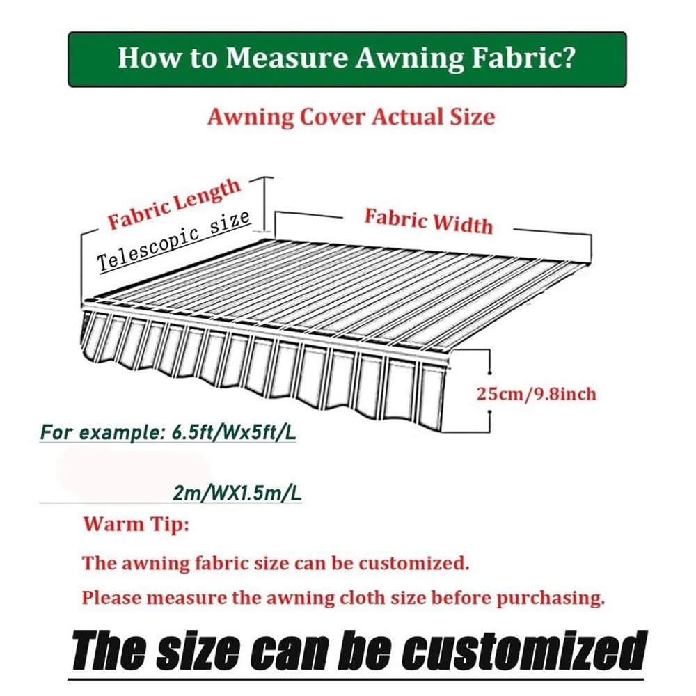 Parasole manuale retrattile di ricambio in tessuto cachi 180 x 150 cm, copertura in poliestere per ombrellone da esterno 300 x 250 cm e 365 x 200 cm