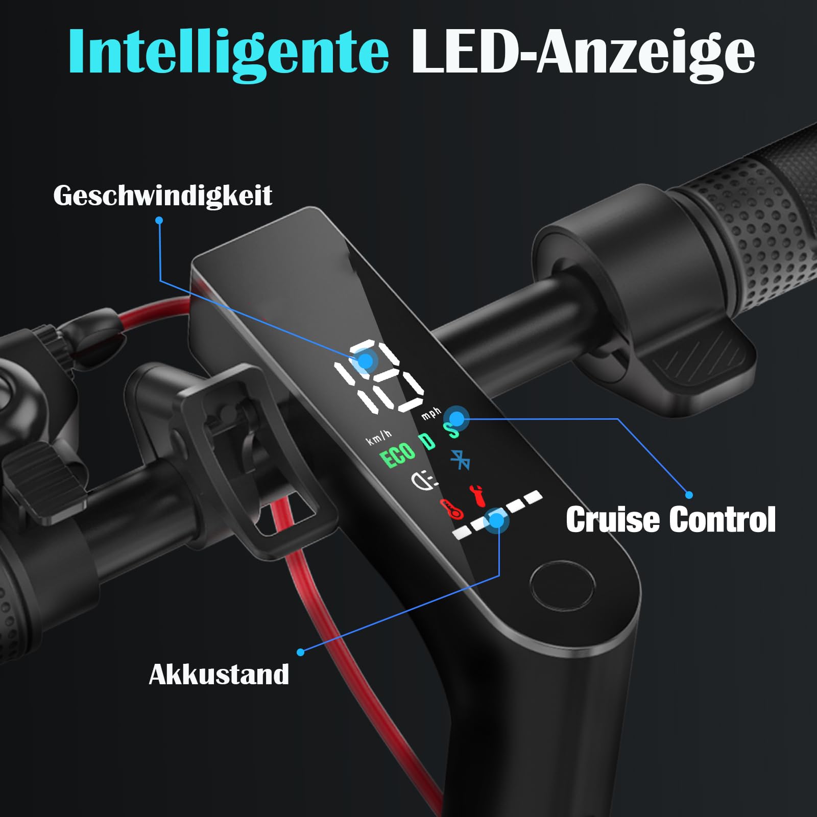 E Scooter mit Straßenzulassung, ABE Elektroroller Belastung bis 120kg, 30 km Reichweite, LED, 20km/h, 350W Motor, 8,5 Zoll Wabenreifen,Duales Bremssystem E Roller für Erwachsene