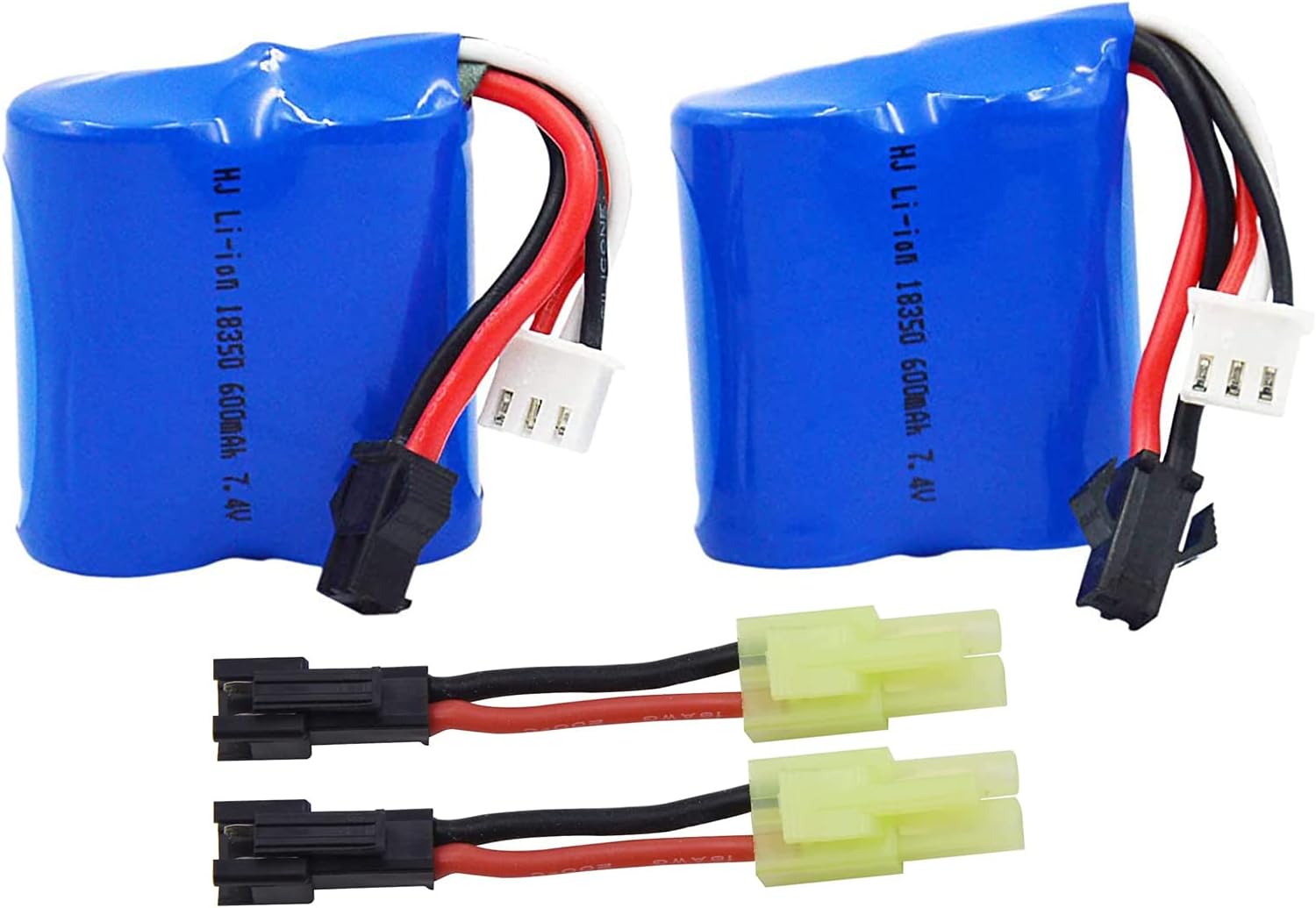 Blomiky 2 7.4V 600mAh 4.44Wh Lion Battery with SM-2P Black 2 Pin Plug Suitable for Skytech TKKJ Blue Boat H100 H102 H106 and H120 RC Ship Boat / H100 Battery 2