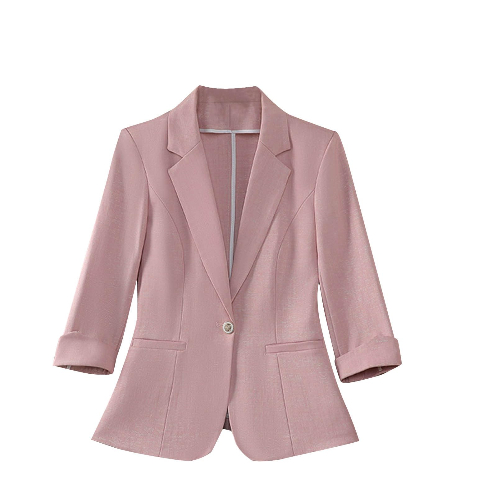 Womens Blazers 3 4 Length Sleeve Slim Fit Suit Work Office Business Casual Jacket Fall Dressy Outfits with