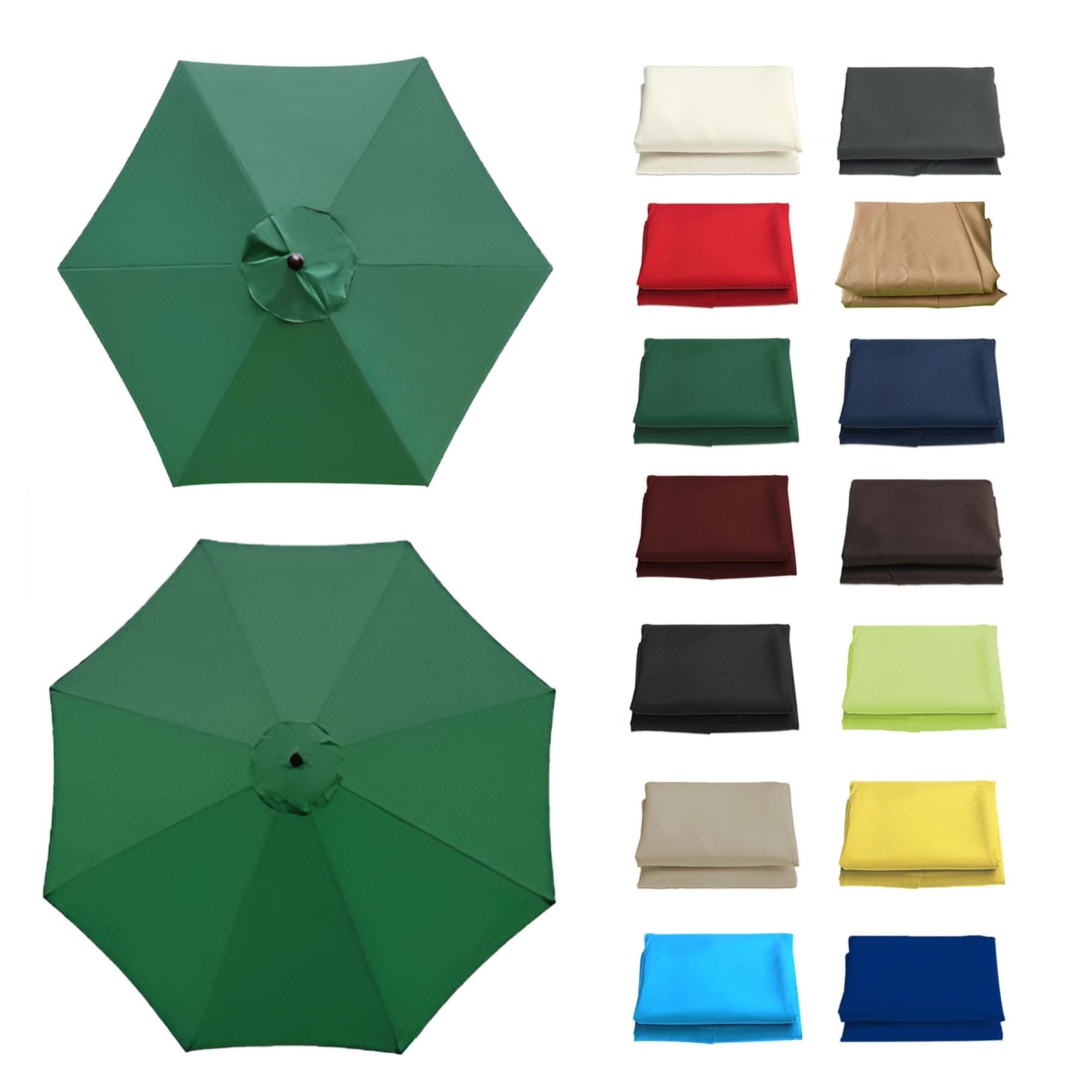 GZDXBF Round Umbrella Canopy Replacement 6 Ribs/8 Ribs, Replacement Parasol Fabric Cover For Outdoor Sunshade Rainproof, Polyester, 200cm 270cm 300cm(Color:Green,Size:6 ribs: 2.7m/8.8ft) — image 1