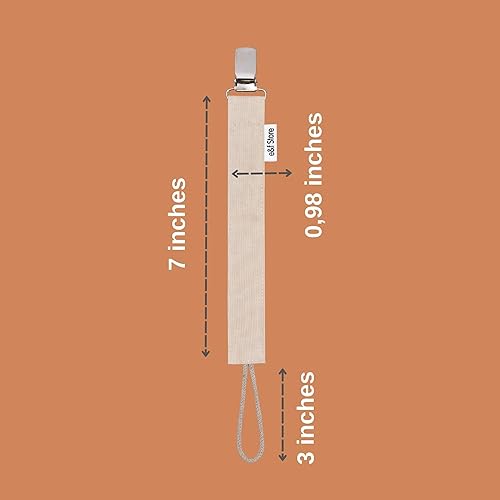 Miniatura 3 de Clip para chupete de bebé, 100% algodón, hecho a mano, correa para chupete ligera y resistente a desgarros (paquete triple, beige, blanco, gris)