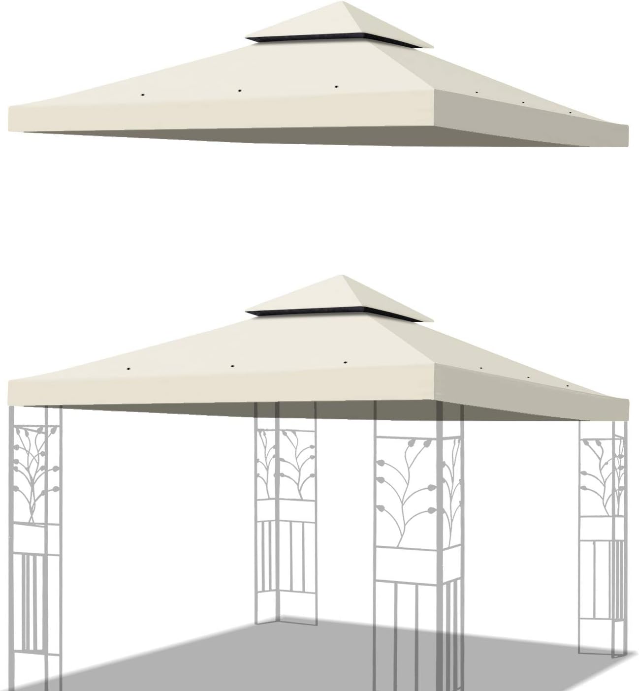 BenefitUSA Replacement 10'X10' Gazebo Canopy top Patio Pavilion Cover Sunshade plyester Double Tiers (Blue)