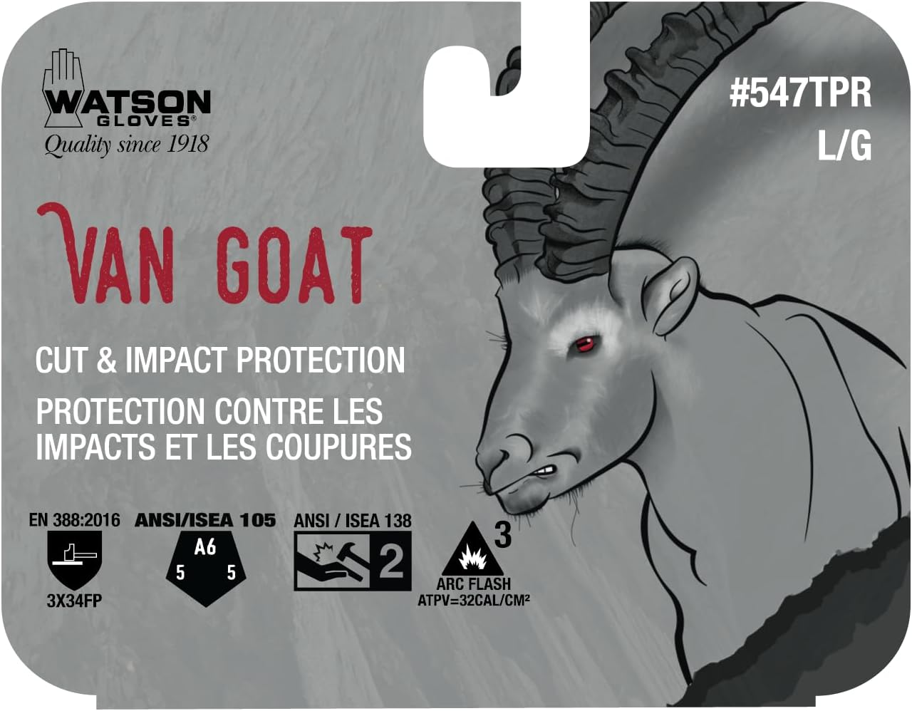Van Goat Watson Gloves Heavy Duty Gloves - Oil & Water Resistant Goatskin Leather, Cut Resistant, Impact Resistant