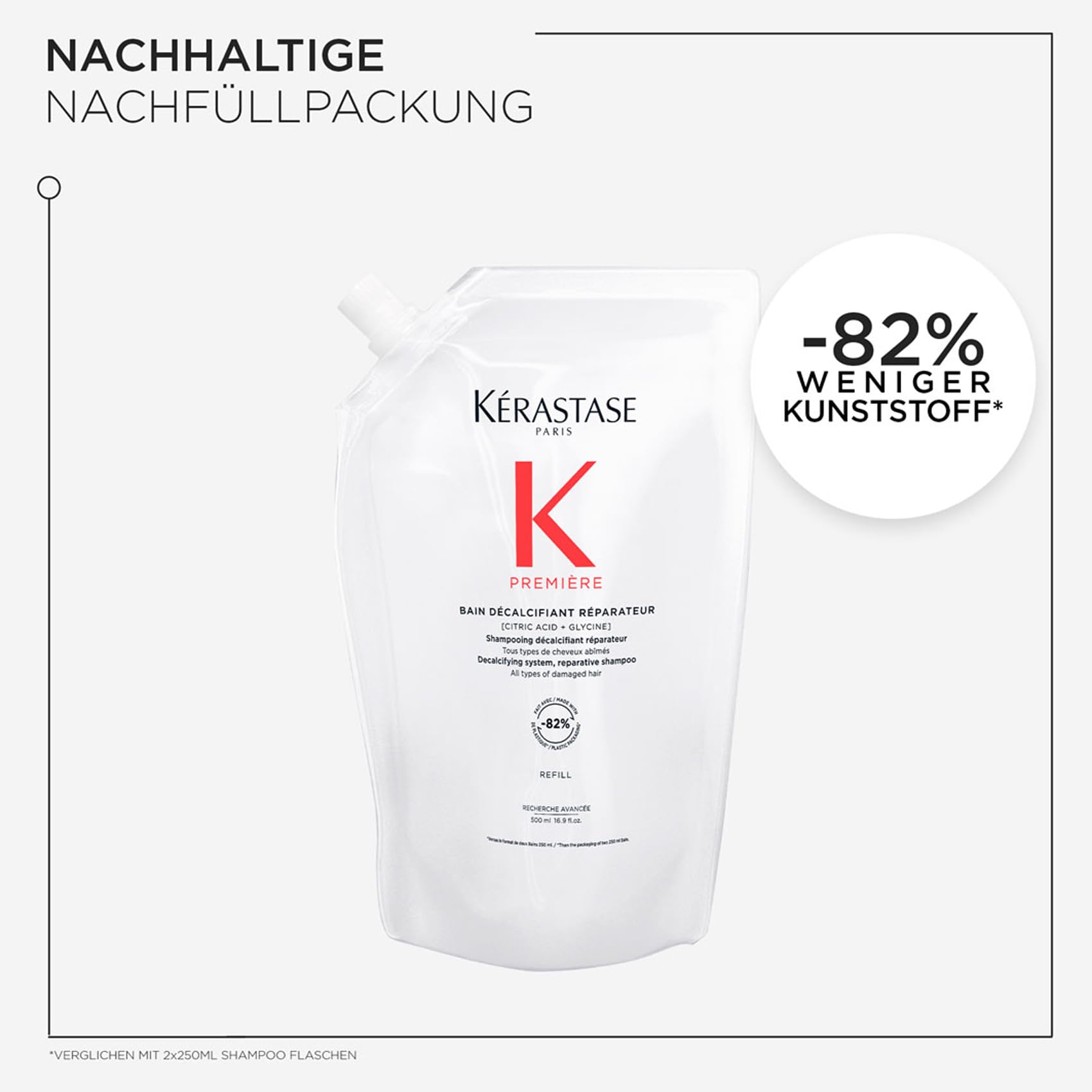 Kérastase Première Bain Décalcifiant Réparateur Nachfüllset, Reparierendes Haarbad bei geschädigtem Haar, Enthält: Bain Décalcifiant Réparateur 500 ml im Pumpspender sowie 500-ml-Nachfüllpackung