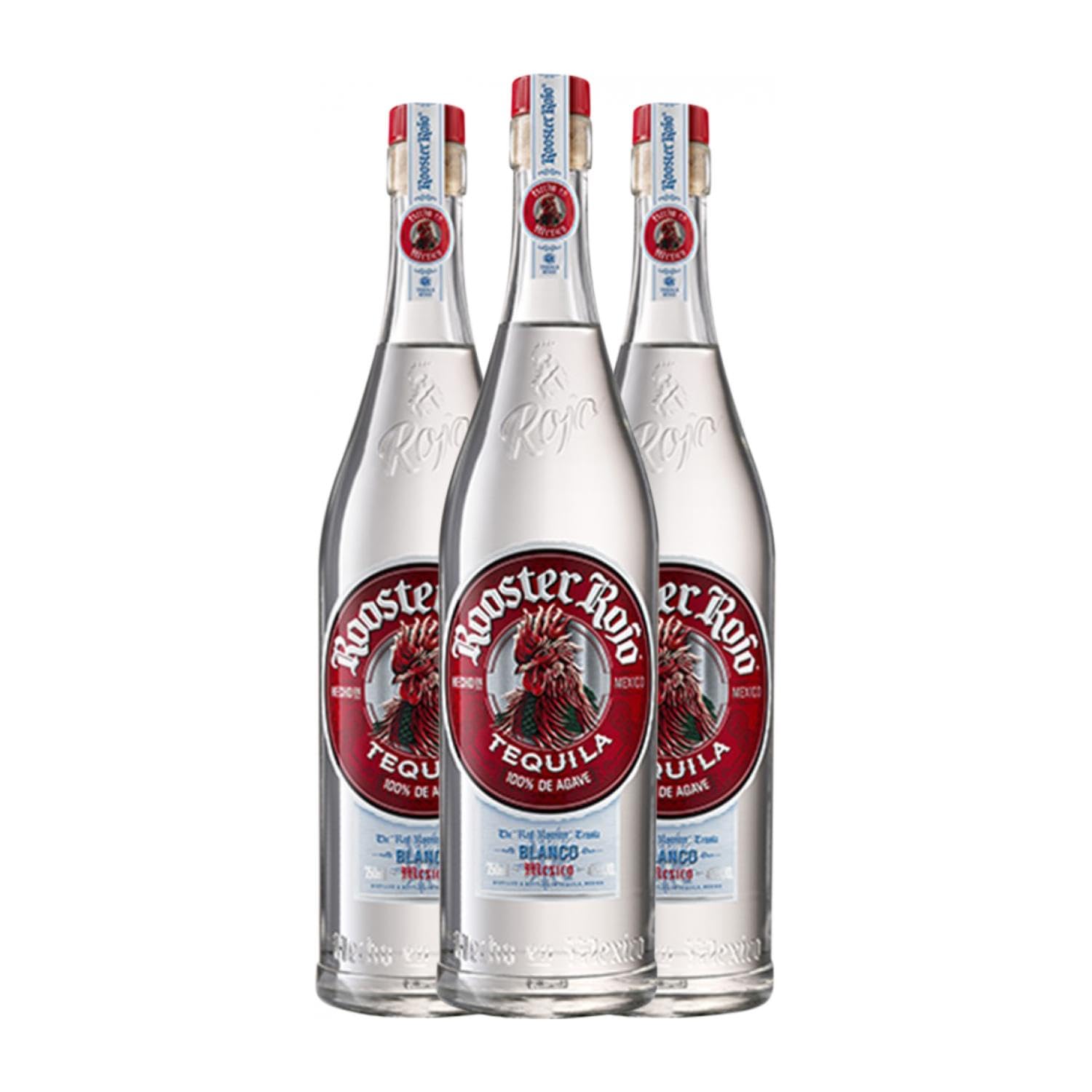 Tequila Tequilas Finos Rooster Rojo Blanco 70 cl (Caja de 3 Botellas de 70 cl)