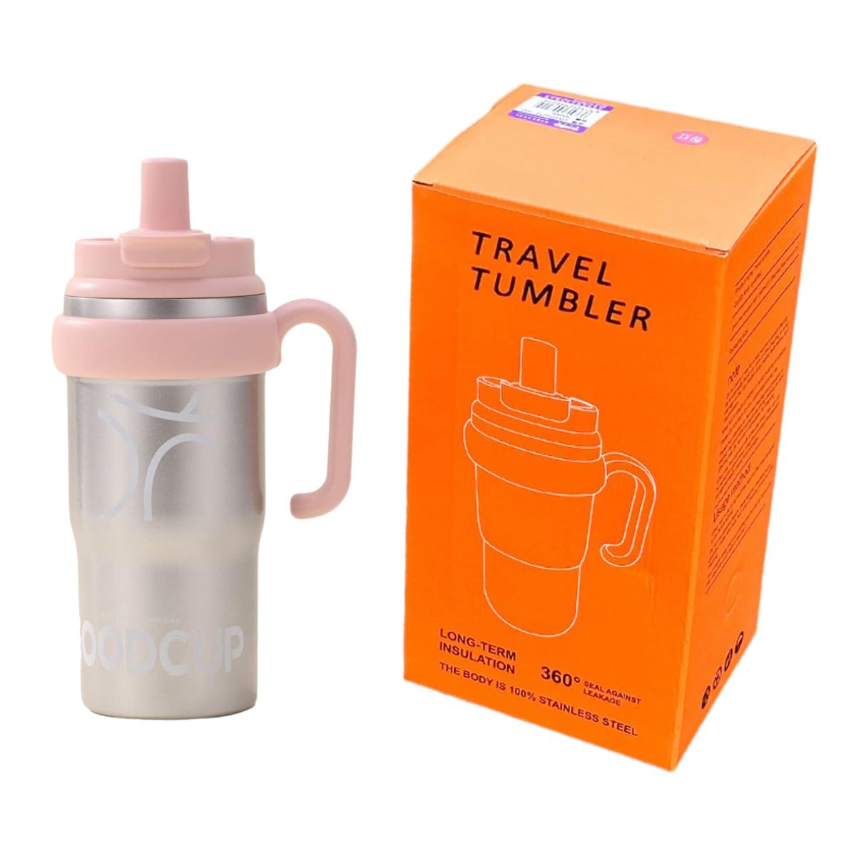 Isolierte Sport-Trinkflasche mit Strohhalm und Griff, auslaufsicherer Trinkbecher aus 316er Edelstahl, BPA-frei, perfekt für Reisen, Fitnessstudio, Wandern und Büro, 690 ml (Silber)