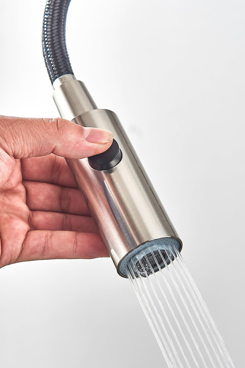 Ari Rubinetto da cucina a 3 vie con doccetta estraibile, molla a spirale Solid Spring, in set con filtro dell'acqua, nano-filtrazione, sistema per acqua potabile Nano Pad (cromato)