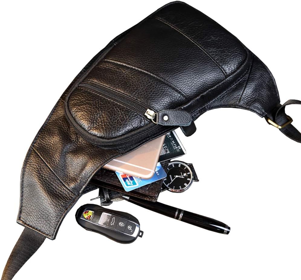 Hebetag Leather Sling Bag Crossbody Backpack for Men Women Travel Outdoor Camping - Image 5