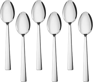 HaWare Esslöffel, Edelstahl Löffel 6er Set, 19,5cm Suppenlöffel Tafellöffel, Elegantes & Modernes Menülöffel Besteck Set für Zuhause/Restaurant/Party, Hochglanzpoliert & Spülmaschinenfest