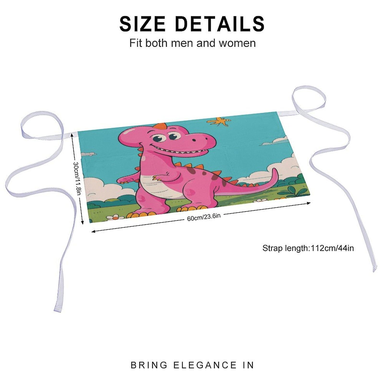 DJUETRUI Cartoon Dinosaur Images Adjustable for Women Men with Pockets Extra Long Lab Apron Butcher Apron Oxford Cloth Cotton Apron for Kitchen Cooking Baking