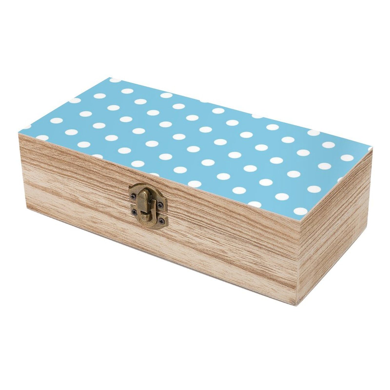 Amazon｜木製ボックス 水色 ブルー ドット柄 水玉 収納ケース