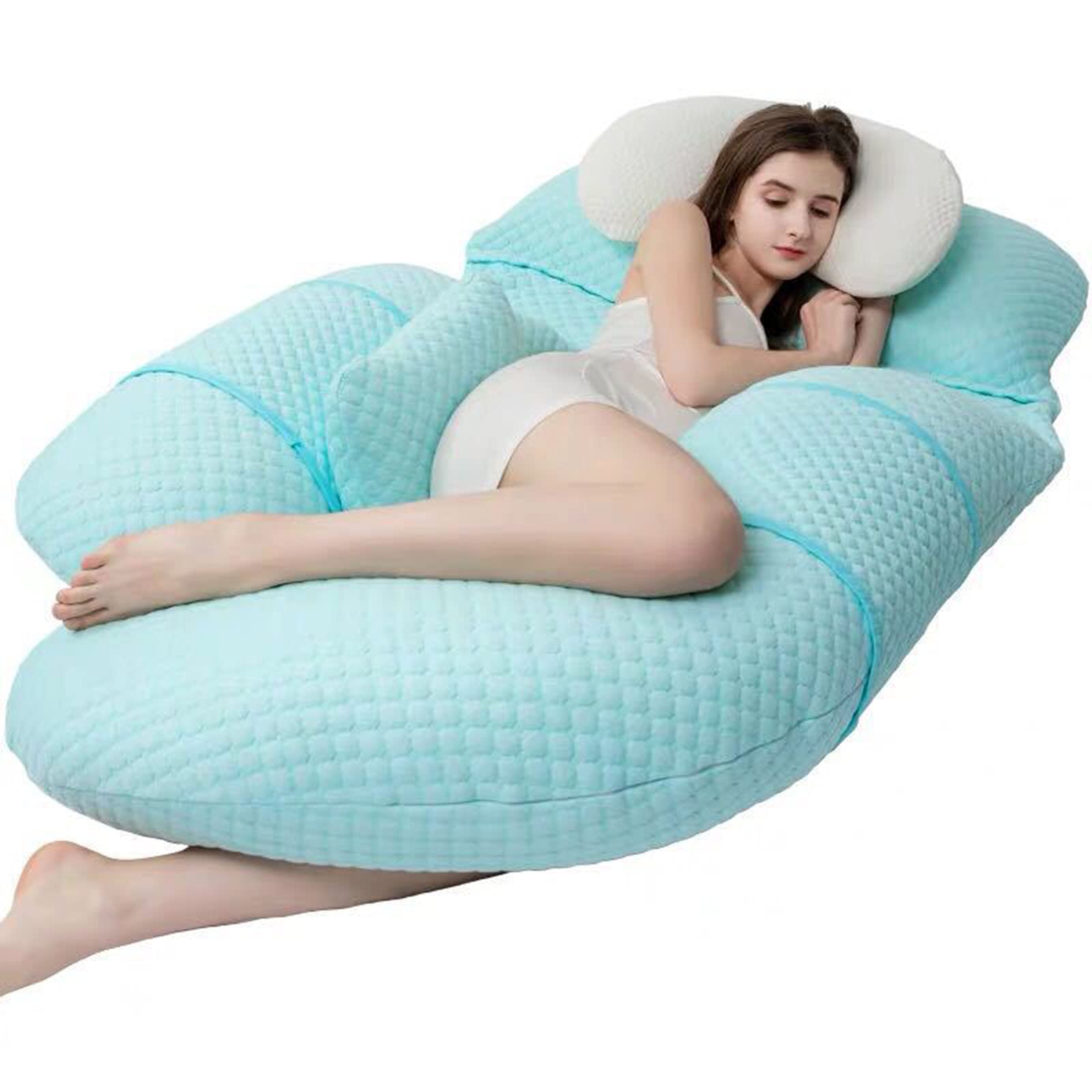 Coussin de grossesse en forme G vert pour des nuits sereines et de doux moments d'allaitement