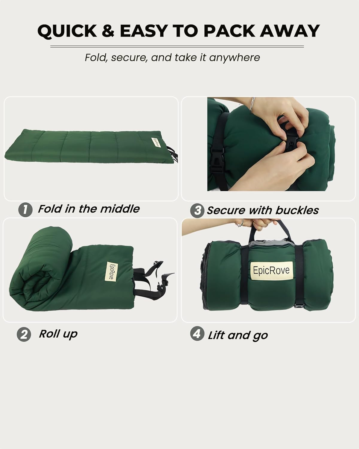 RovePad Trail Dog Bed Mat 43"x27" – Waterproof Non Slip Outdoor Travel Mat for Camping & Car – Silent Peachskin Roll-Up Pad for Medium & Large Dogs, Machine Washable