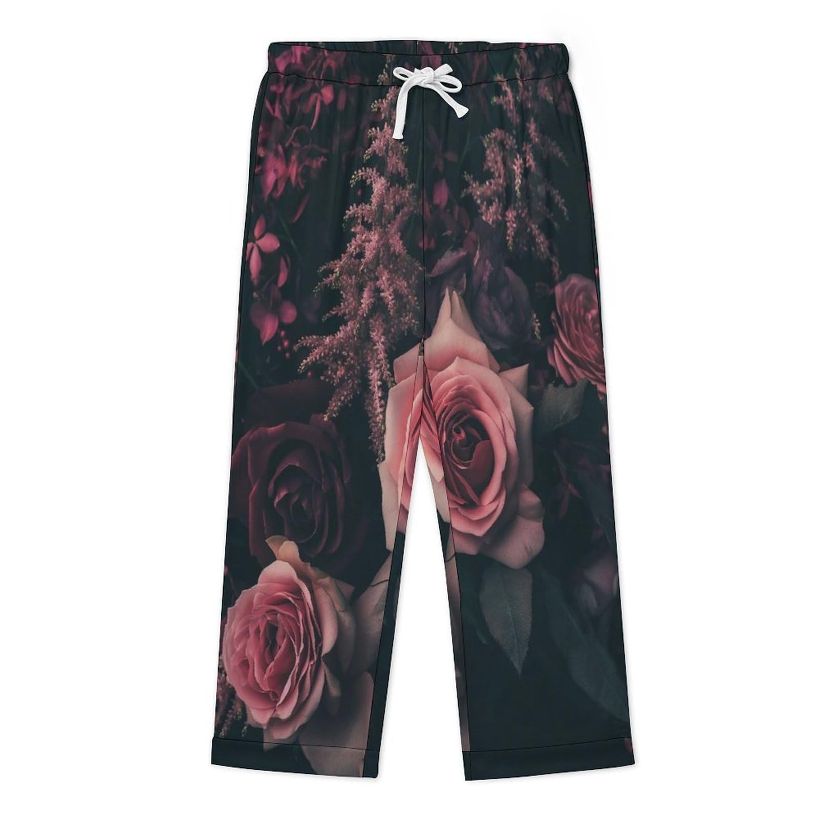 Completo Pigiama da Uomo 2 Pezzi - Rose Rosa Pigiama A Maniche Lunghe Abbigliamento da Casa 2 Pezzi Top + Pantaloni Morbido E Caldo Pigiama Autunnale E Invernale