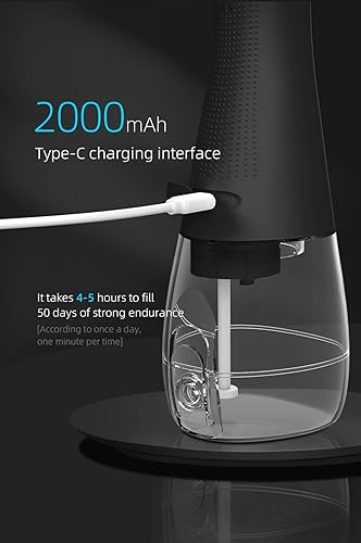 Miniatura 7 de Hilo dental de agua, 5 modos de limpieza, ducha oral para quitar placa, IPX7 impermeable y recargable, adecuado para encías suaves (10.1 fl oz)