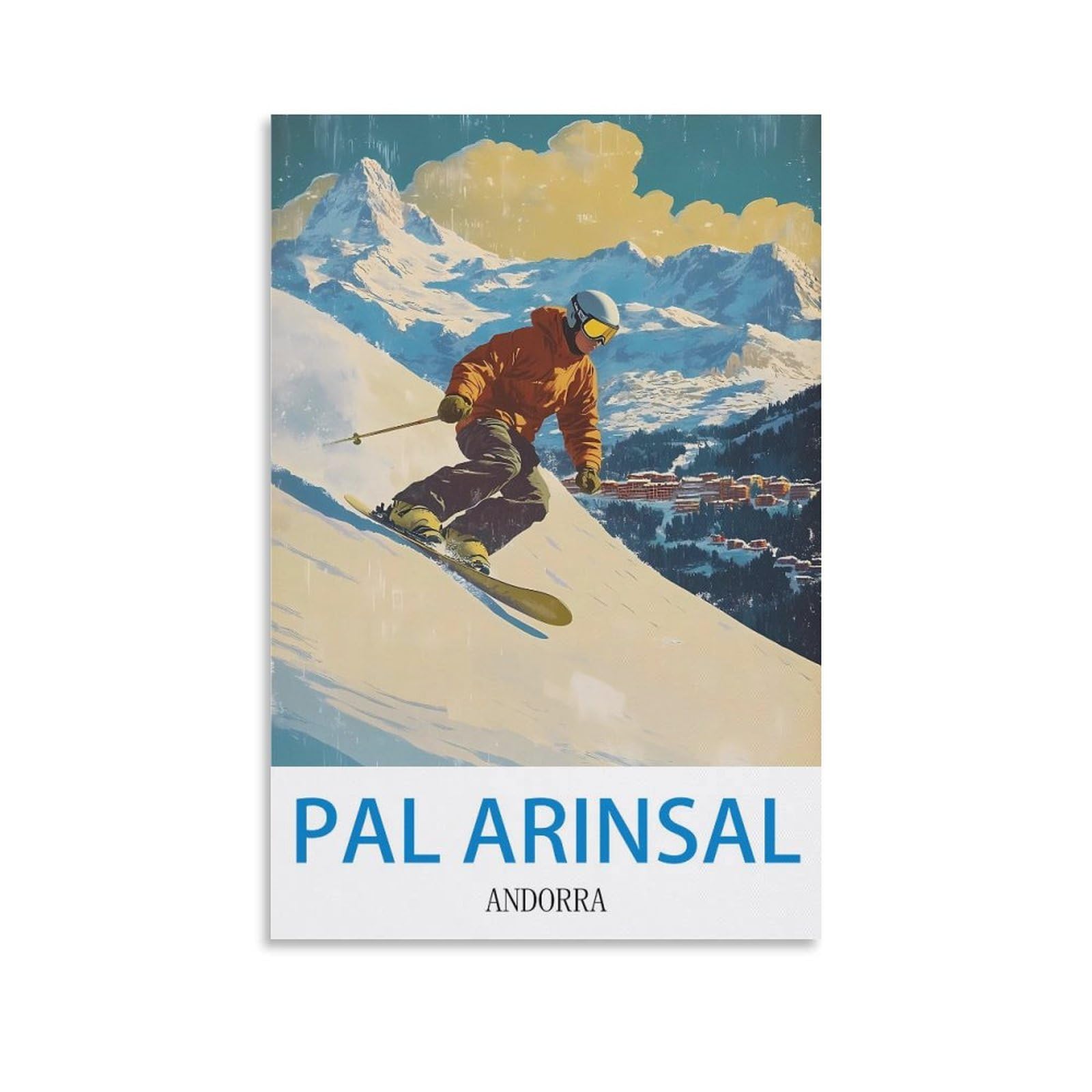HXHNFERR Pal Arinsal Andorra Vintage Travel Posters 20x30inch(50x75cm) Canvas Wall Art Pictures Prints Paintings