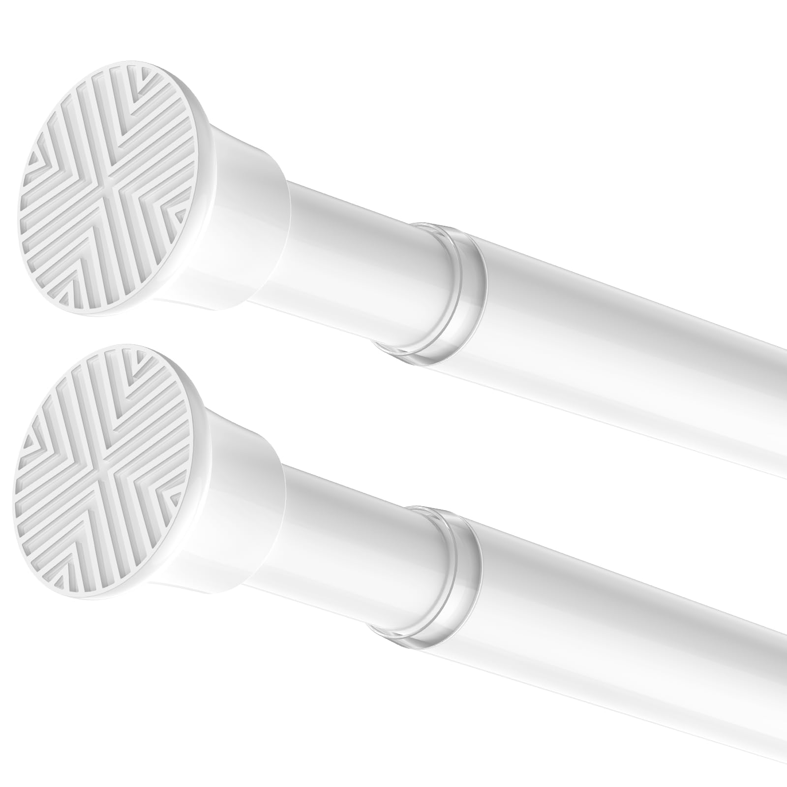 Zipglo Shower Curtain Pole 76-162 cm Adjustable Telescopic Rod Extendable Curtain Poles, Tension Rods for Curtains No Drill Shower Curtain Rail for Bathroom, White 2Pcs — image 1