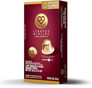 3 Corações Cápsulas de Café Cerrado Mineiro, Compatíveis com Nespresso, contém 10 cápsulas
