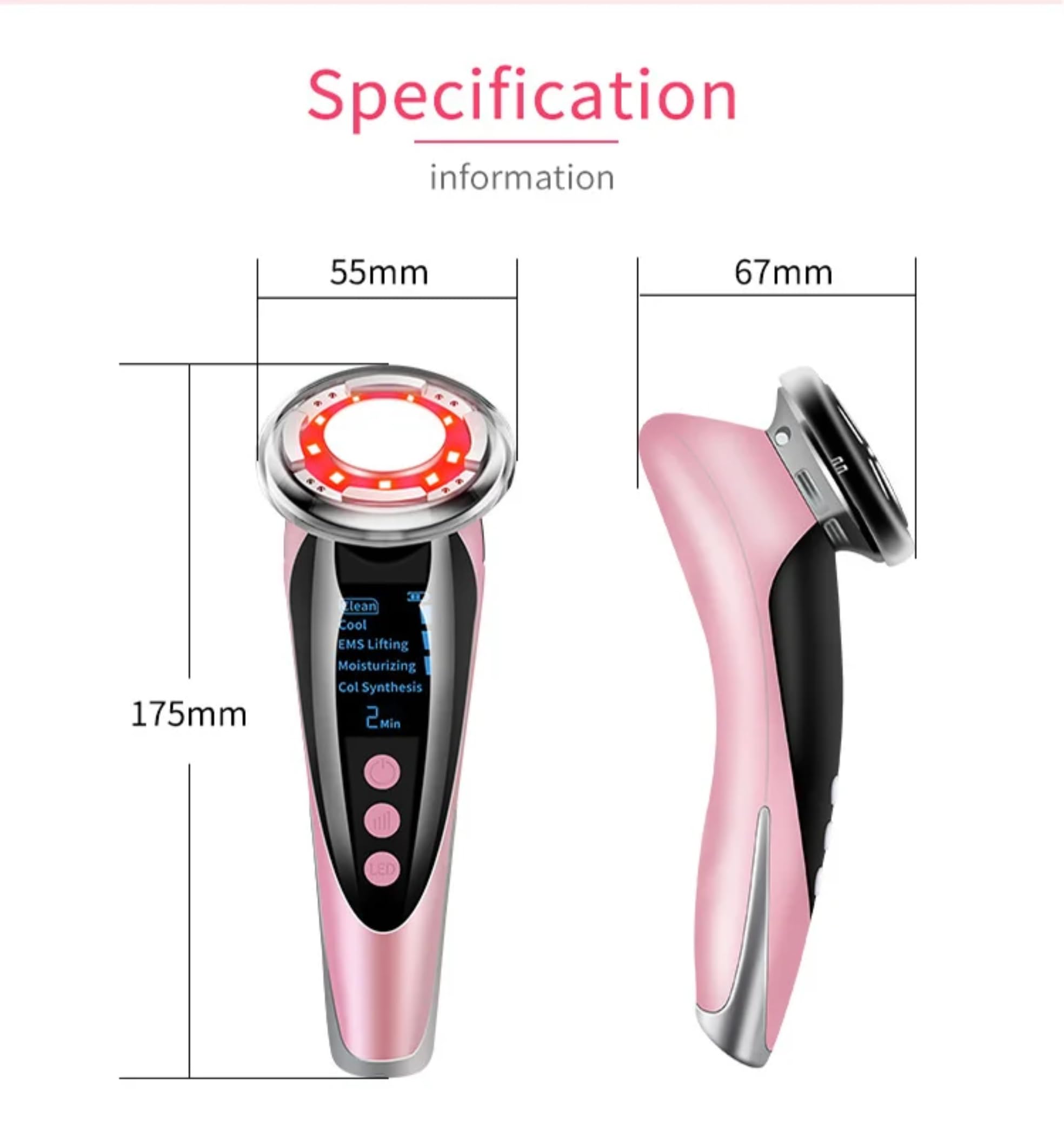 Kit Viso Anti-Aging Professionale 7-in-1 M8807 RF EMS LED Siero Acido Ialuronico 30ml Lifting Ringiovanimento Idratazione