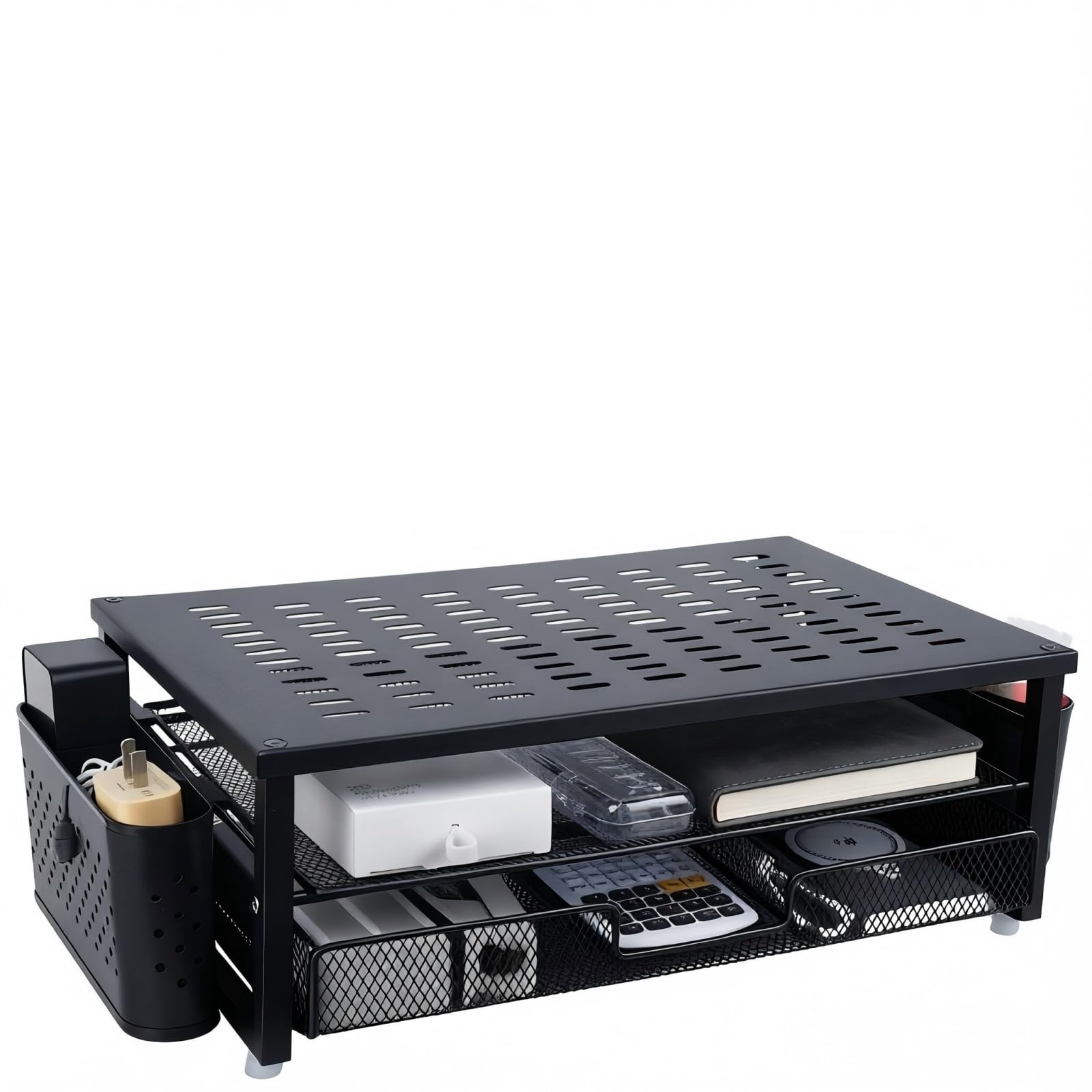 Zambuph Black Gianotter Dual Stand Riser Office Desk Accessories Tidy And Max